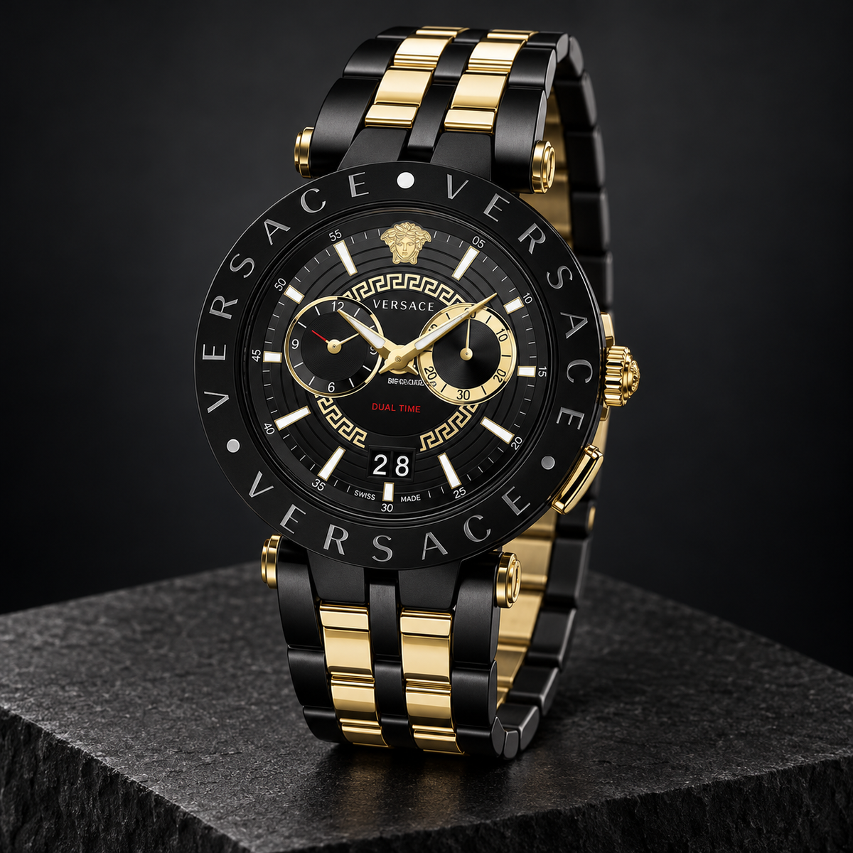 Versace V-Race Men's Watch – Black 46 mm – VEBV00619 dark luxury view – VEBV00619