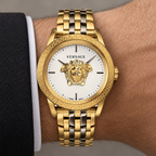 Versace Palazzo Empire Men's Watch – White 43 mm – VERD00418 on wrist – VERD00418