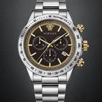Versace Chrono Classic Men's Watch – Black 44 mm – VEV700419 dial and case detail – VEV700419
