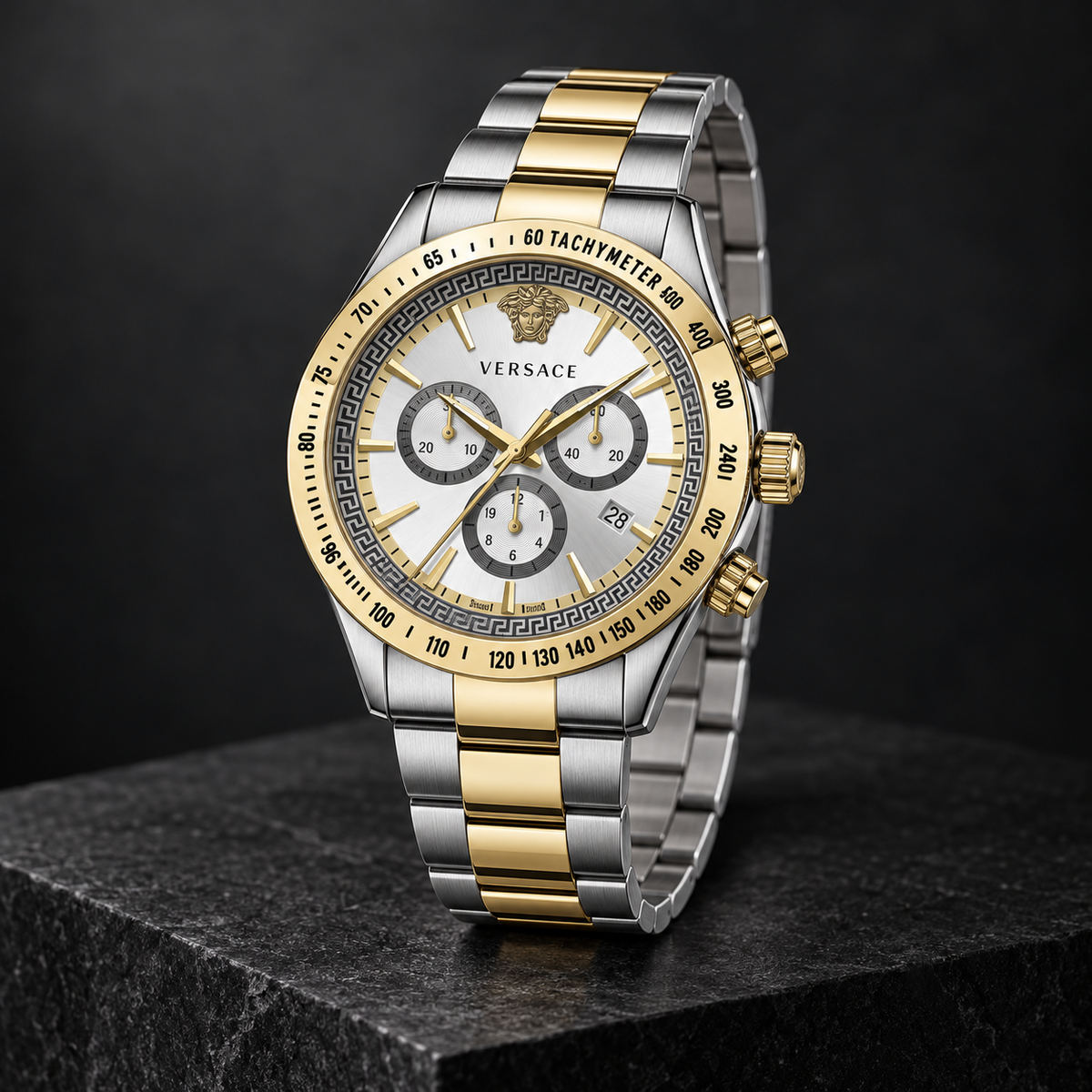 Versace Chrono Classic Men's Watch – White 44 mm – VEV700519 dark luxury view – VEV700519