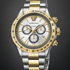 Versace Chrono Classic Men's Watch – White 44 mm – VEV700519 dial and case detail – VEV700519