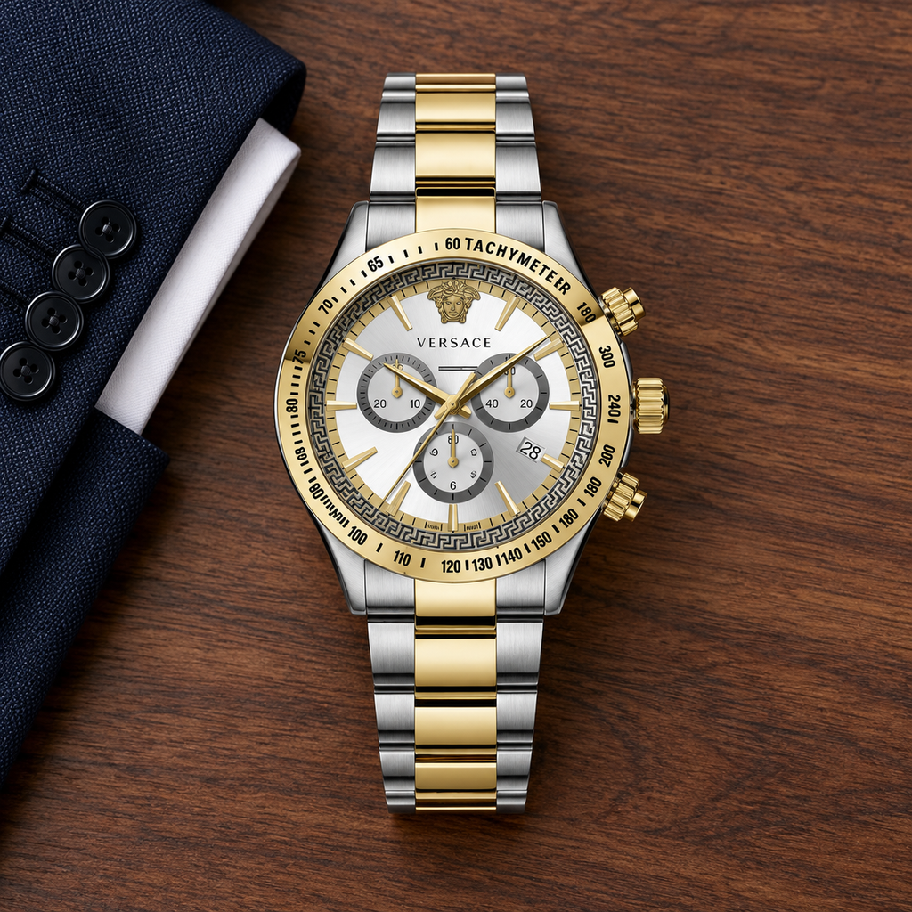 Versace Chrono Classic Men's Watch – White 44 mm – VEV700519 lifestyle view – VEV700519