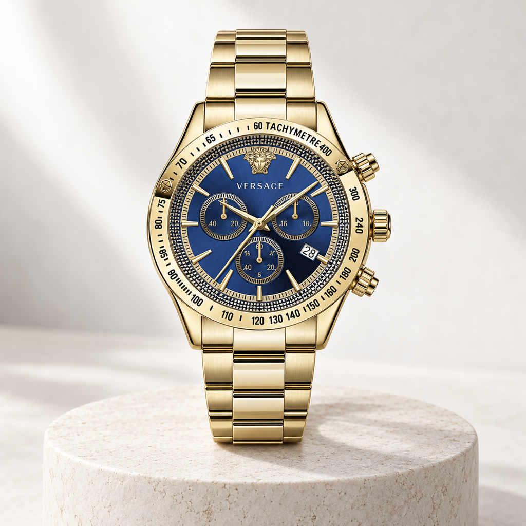 Versace Chrono Classic Men's Watch – Blue 44 mm – VEV700619 studio product view – VEV700619