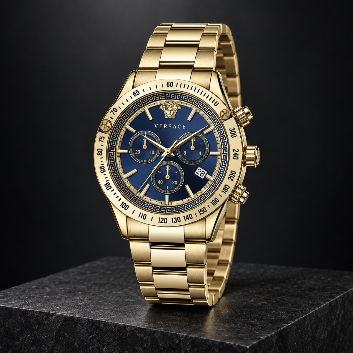 Versace Chrono Classic Men's Watch – Blue 44 mm – VEV700619 dark luxury view – VEV700619