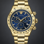 Versace Chrono Classic Men's Watch – Blue 44 mm – VEV700619 dial and case detail – VEV700619