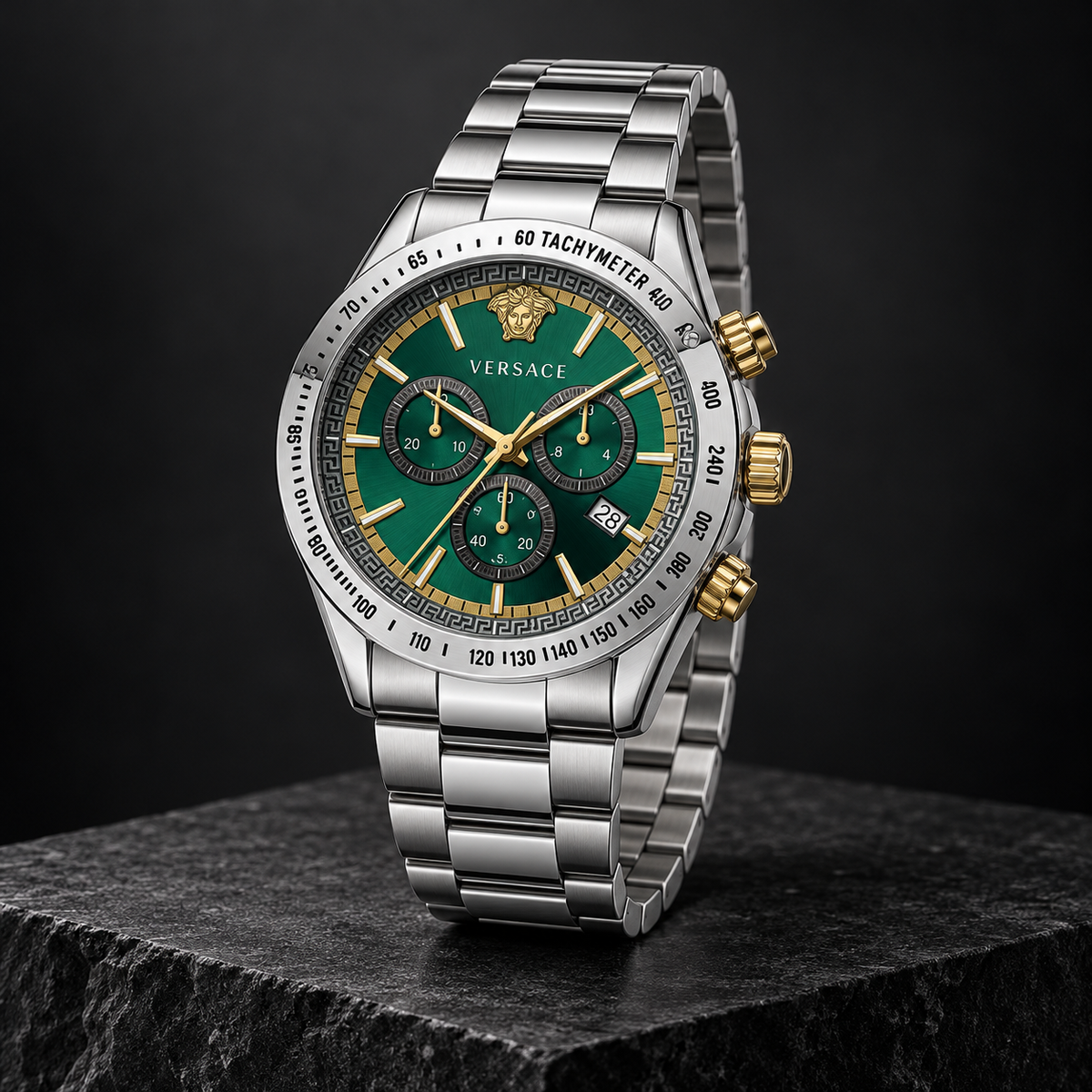 Versace Chrono Classic Men's Watch – Green 44 mm – VEV700721 dark luxury view – VEV700721
