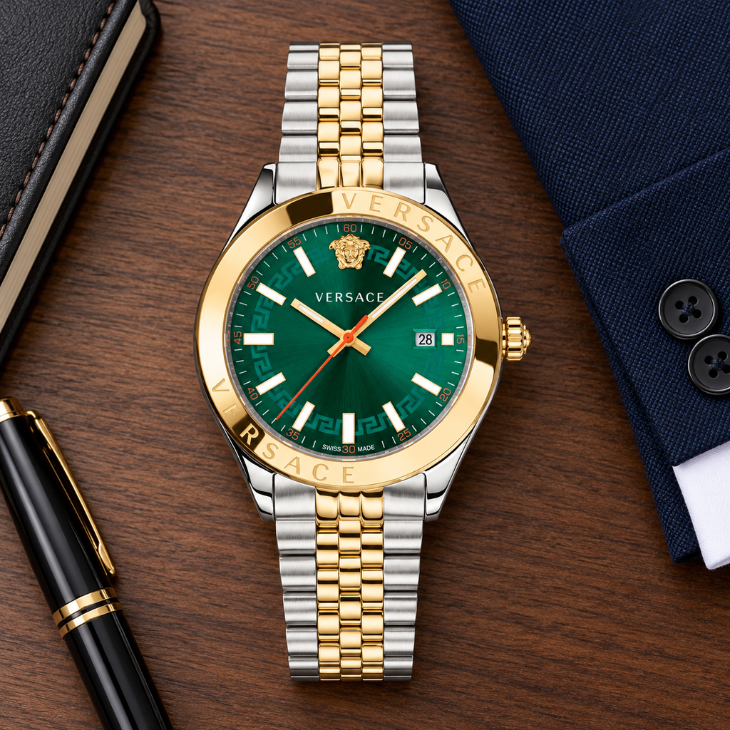 Versace Hellenyium Men's Watch – Green 42 mm – VEVK00620 lifestyle view – VEVK00620
