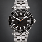 Versace Greca Sport Men's Watch – Black 43 mm – VEZ300321 dial and case detail – VEZ300321