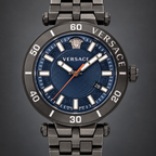 Versace Greca Sport Men's Watch – Blue 43 mm – VEZ300621 dial and case detail – VEZ300621