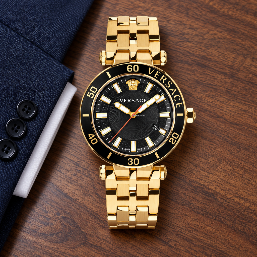 Versace Greca Sport Men's Watch – Black 43 mm – VEZ300721 lifestyle view – VEZ300721