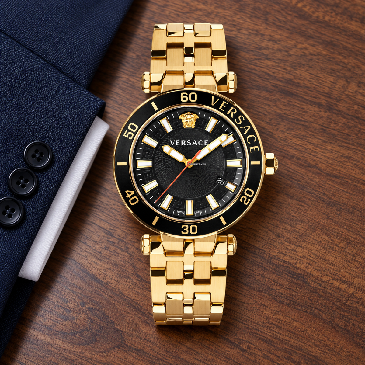 Versace Greca Sport Men's Watch – Black 43 mm – VEZ300721 lifestyle view – VEZ300721