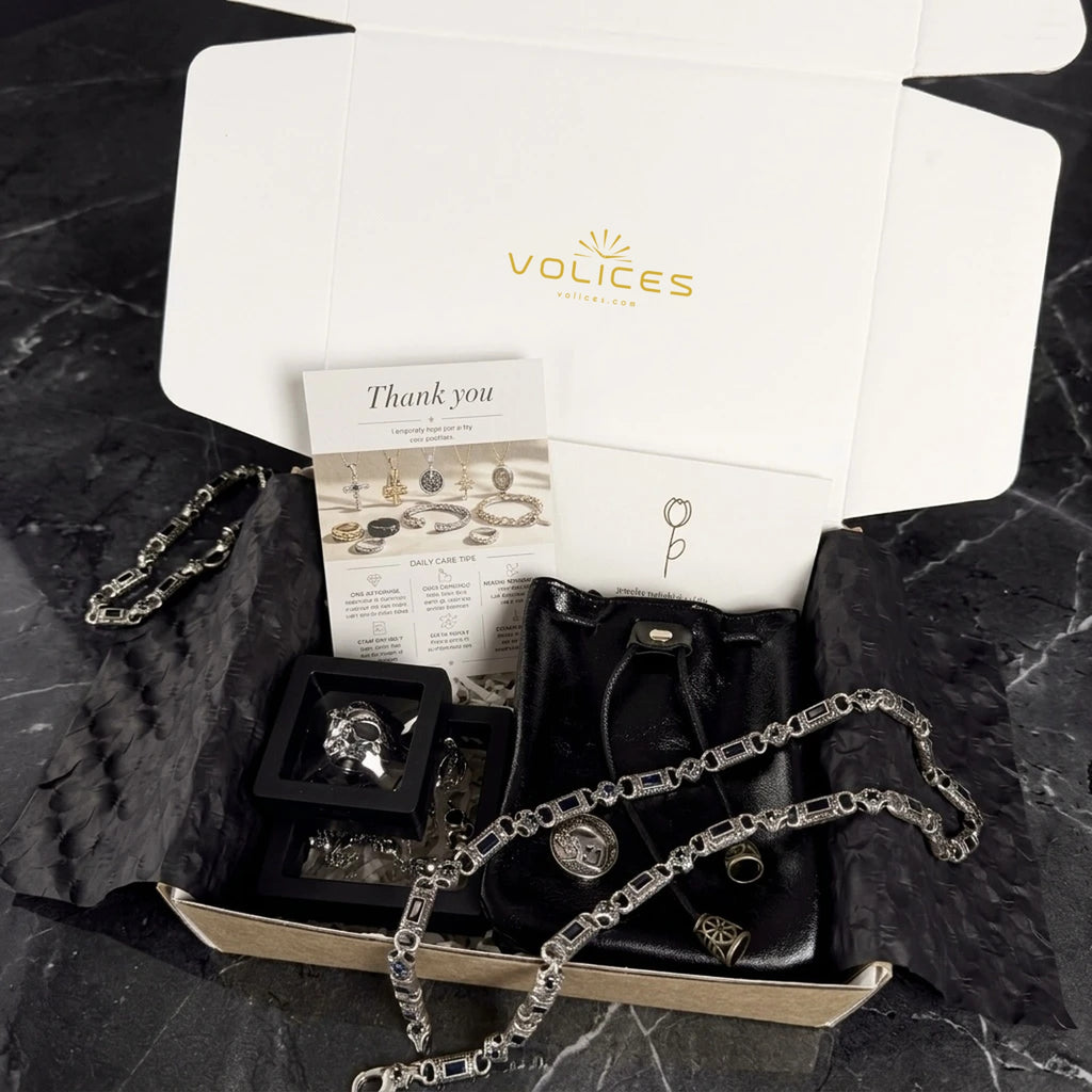 VOLICES men's jewelry packaging and presentation