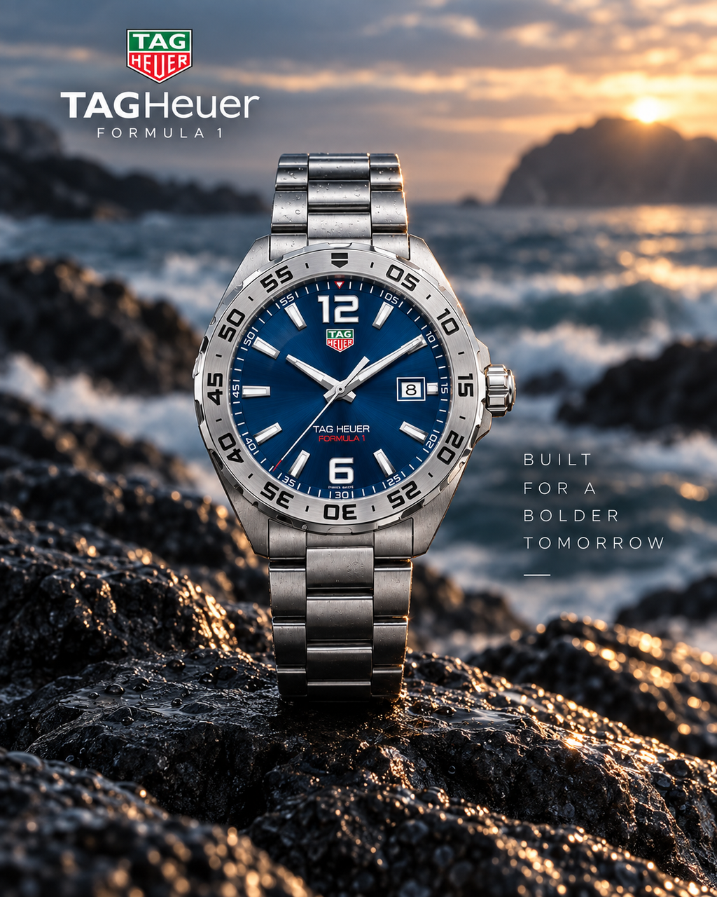 TAG Heuer Formula 1 WAZ1118.BA0875 front view on coastal rock
