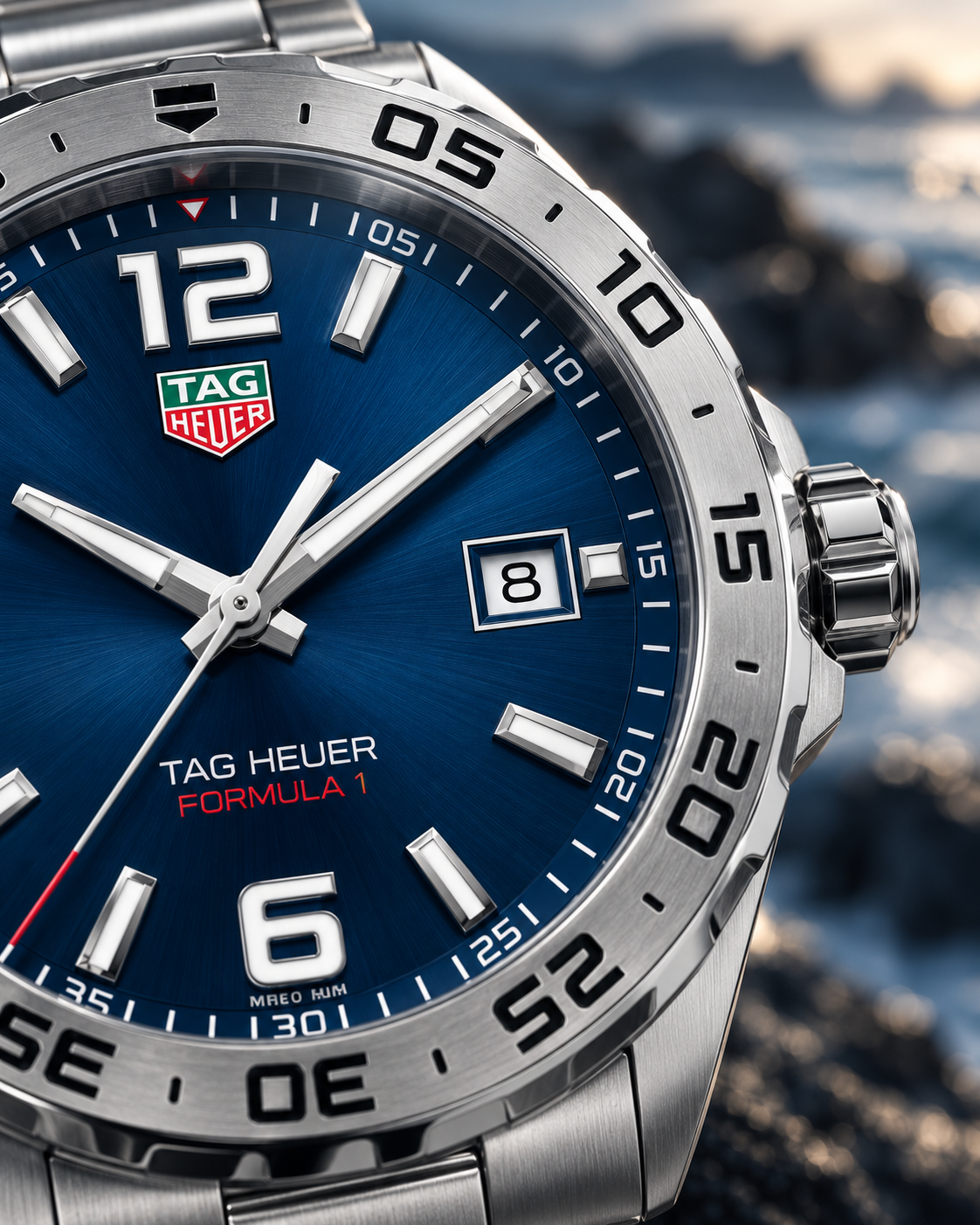 TAG Heuer Formula 1 WAZ1118.BA0875 blue dial macro close-up
