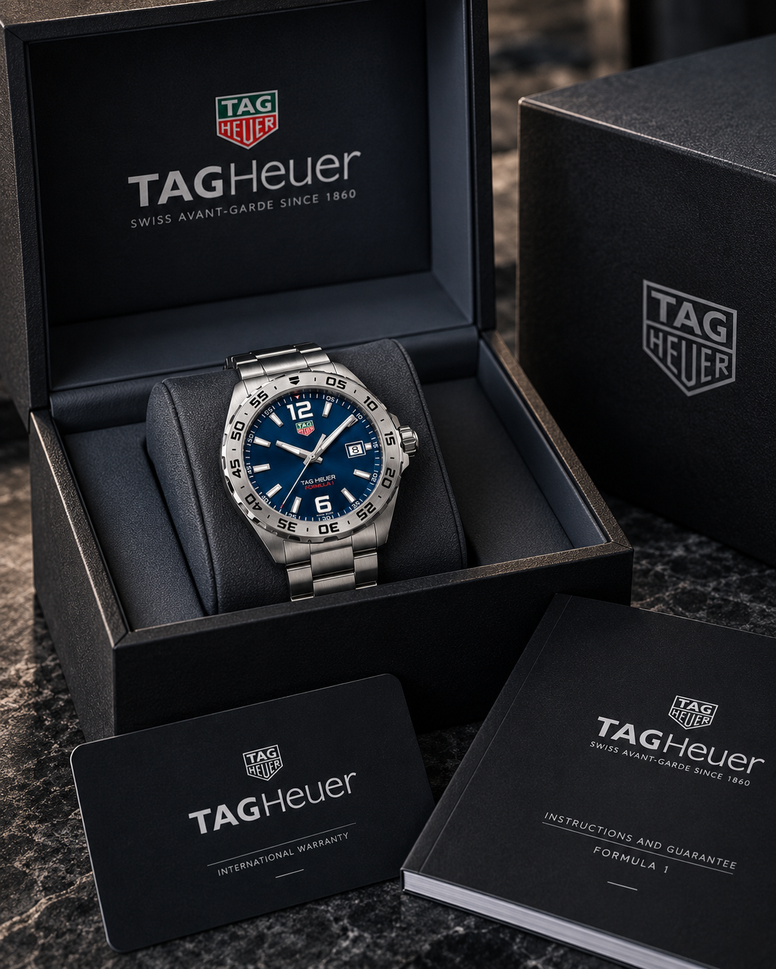 TAG Heuer Formula 1 WAZ1118.BA0875 presentation box and accessories
