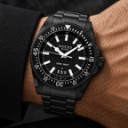 Gucci Dive XL 45mm Black PVD Men's Watch YA136205 on wrist
