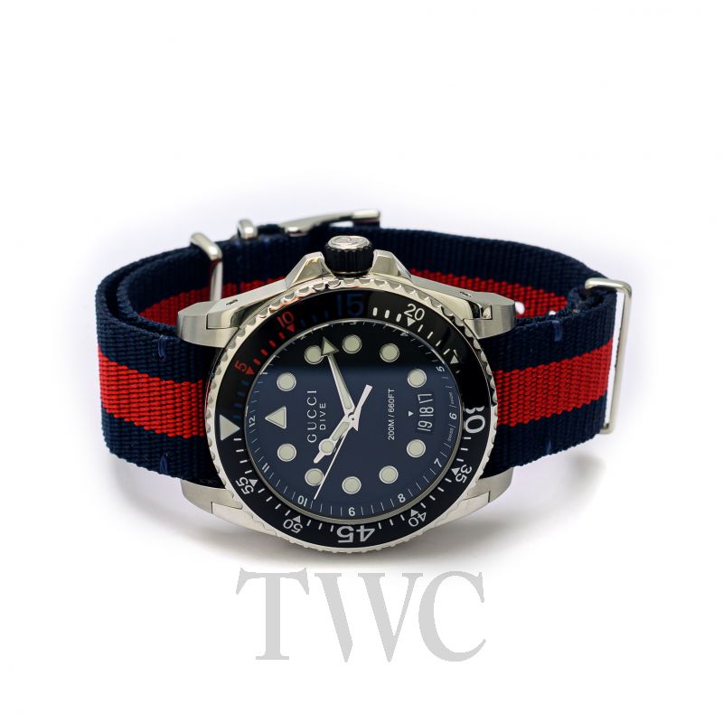Gucci Dive XL 45mm Blue Red NATO Men's Watch YA136210 product view 2