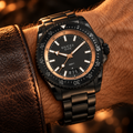 Gucci Dive XL 45mm Black Rose Gold-Tone Men's Watch YA136213 on wrist